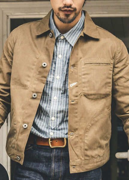 Workwear-inspired Waxed Canvas Motorcycle Jacket